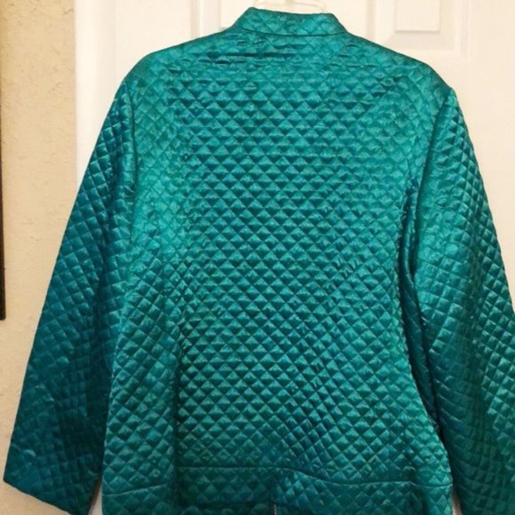 Jacket womens new size L polyester C.L.O.T.H.E.S green zipper pockets quilted - Picture 2 of 2